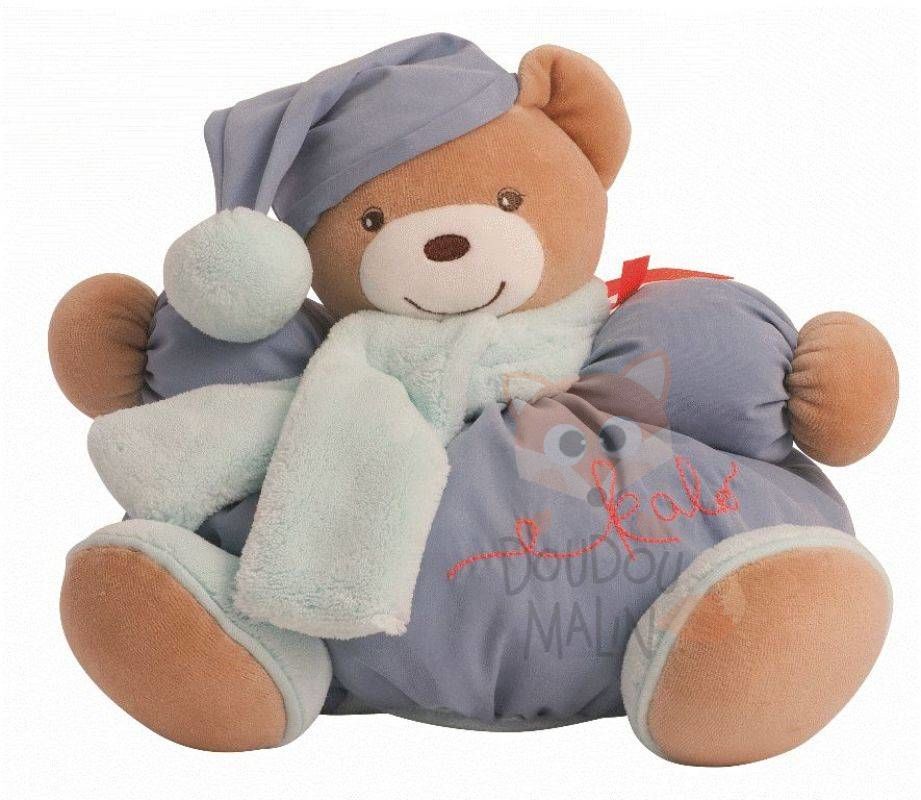  - winter folies - peluche ours bleu écharpe bonnet 30 cm 